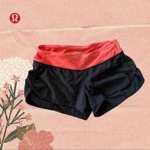 LULULEMON athletics Speed Up shorts size 6 with pink waistband and pocket